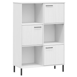 vidaXL Bücherregal OSLO mit Metallbeinen Weiß 90x35x128,5cm Massivholz