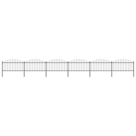 vidaXL Gartenzaun mit Speerspitzen Stahl (1,25 - 1,5) x 10,2 m Schwarz