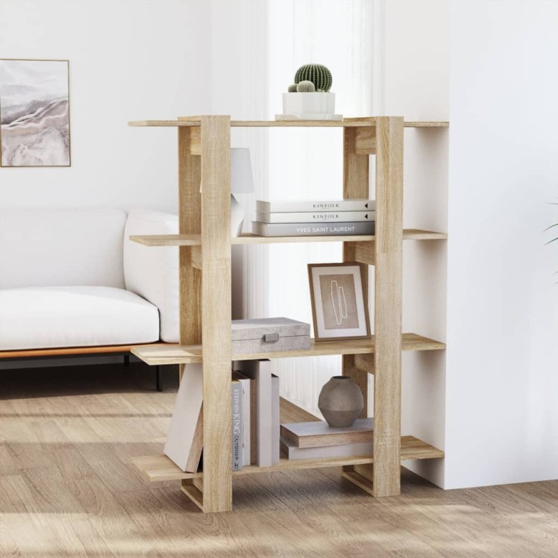 vidaXL Bücherregal/Raumteiler Sonoma-Eiche 100x30x123,5 cm