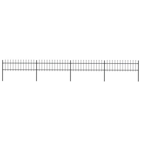 Gartenzaun mit Speerspitzen Stahl 6,8 x 0,6 m Schwarz