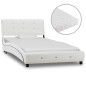 vidaXL Bett mit Matratze Weiß Kunstleder 90 x 200 cm vidaXL Bett mit Matratze Weiß Kunstleder 90 x 200 cm