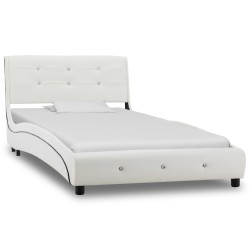 vidaXL Bett mit Matratze Weiß Kunstleder 90 x 200 cm