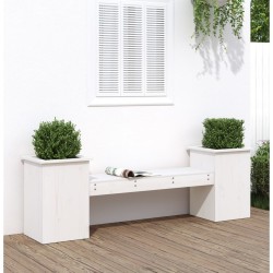 vidaXL Gartenbank mit Pflanzkübeln Weiß 184,5x39,5x56,5 cm Kiefernholz