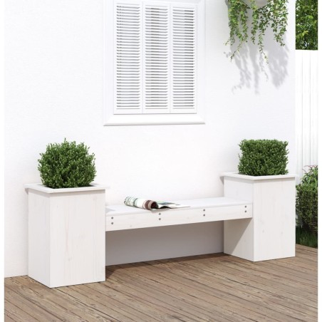 vidaXL Gartenbank mit Pflanzkübeln Weiß 184,5x39,5x56,5 cm Kiefernholz