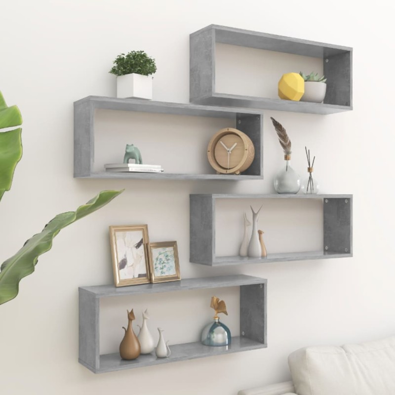 vidaXL Würfelregale 4 Stk. Betongrau 60x15x23 cm Holzwerkstoff vidaXL Würfelregale 4 Stk. Betongrau 60x15x23 cm Holzwerkstoff