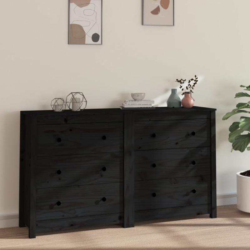 vidaXL Sideboard Schwarz 140x35x80 cm Massivholz Kiefer vidaXL Sideboard Schwarz 140x35x80 cm Massivholz Kiefer