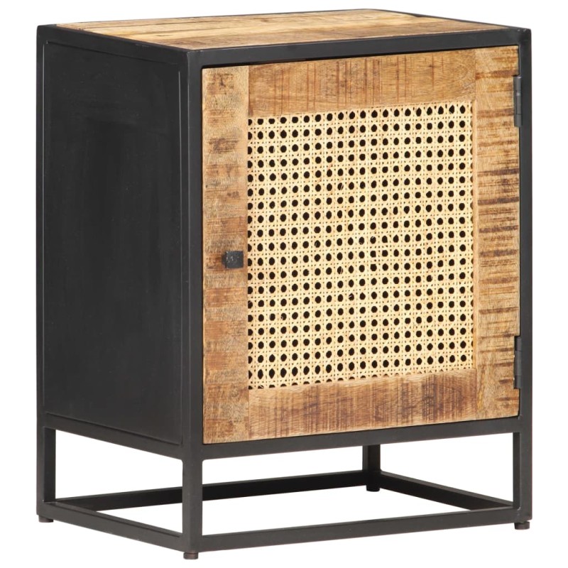 vidaXL Nachttisch 40x30x50 cm Raues Mangoholz und Wiener Geflecht   
