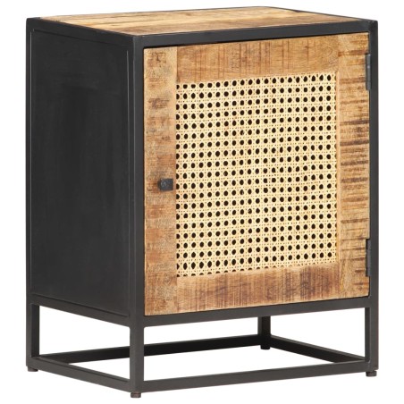 vidaXL Nachttisch 40x30x50 cm Raues Mangoholz und Wiener Geflecht   
