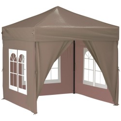 vidaXL Partyzelt Faltbar mit Seitenwänden Taupe 2x2 m