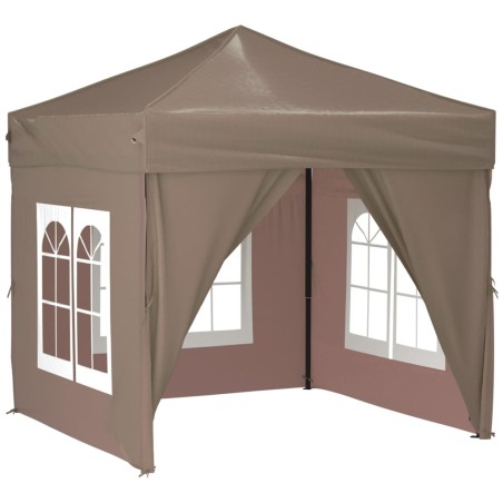 vidaXL Partyzelt Faltbar mit Seitenwänden Taupe 2x2 m