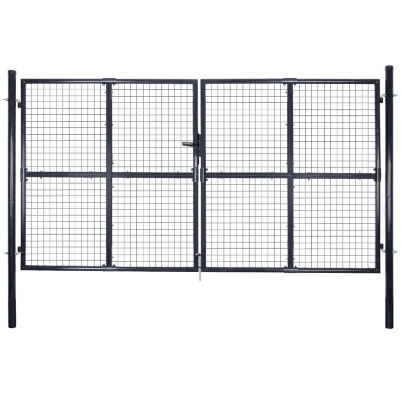 vidaXL Mesh-Gartentor Verzinkter Stahl 289 x 200 cm Grau vidaXL Mesh-Gartentor Verzinkter Stahl 289 x 200 cm Grau