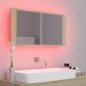 vidaXL LED-Bad-Spiegelschrank Sonoma-Eiche 90x12x45 cm Acryl vidaXL LED-Bad-Spiegelschrank Sonoma-Eiche 90x12x45 cm Acryl