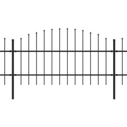Gartenzaun mit Speerspitzen Stahl (0,75 - 1) x 8,5 m Schwarz
