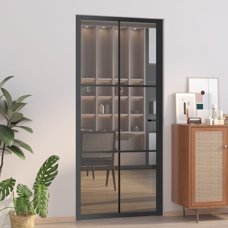 vidaXL Innentür 93x201,5 cm Schwarz ESG-Glas und Aluminium vidaXL Innentür 93x201,5 cm Schwarz ESG-Glas und Aluminium