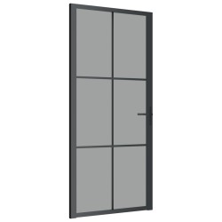 vidaXL Innentür 93x201,5 cm Schwarz ESG-Glas und Aluminium