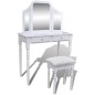 vidaXL Schminktisch mit 3-in-1 Spiegel und Hocker 2 Schubladen Weiß vidaXL Schminktisch mit 3-in-1 Spiegel und Hocker 2 Schubladen Weiß