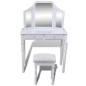 vidaXL Schminktisch mit 3-in-1 Spiegel und Hocker 2 Schubladen Weiß vidaXL Schminktisch mit 3-in-1 Spiegel und Hocker 2 Schubladen Weiß