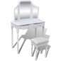 vidaXL Schminktisch mit 3-in-1 Spiegel und Hocker 2 Schubladen Weiß vidaXL Schminktisch mit 3-in-1 Spiegel und Hocker 2 Schubladen Weiß