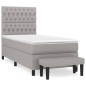 vidaXL Boxspringbett mit Matratze Hellgrau 90x200 cm Stoff vidaXL Boxspringbett mit Matratze Hellgrau 90x200 cm Stoff