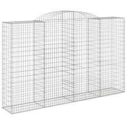 vidaXL Gabione mit Hochbogen 300x50x180/200 cm Verzinktes Eisen