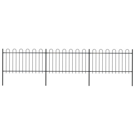vidaXL Gartenzaun mit Bügel-Design Stahl 5,1 x 1 m Schwarz