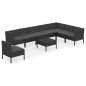 vidaXL 9-tlg. Garten-Lounge-Set mit Auflagen Poly Rattan Schwarz vidaXL 9-tlg. Garten-Lounge-Set mit Auflagen Poly Rattan Schwarz