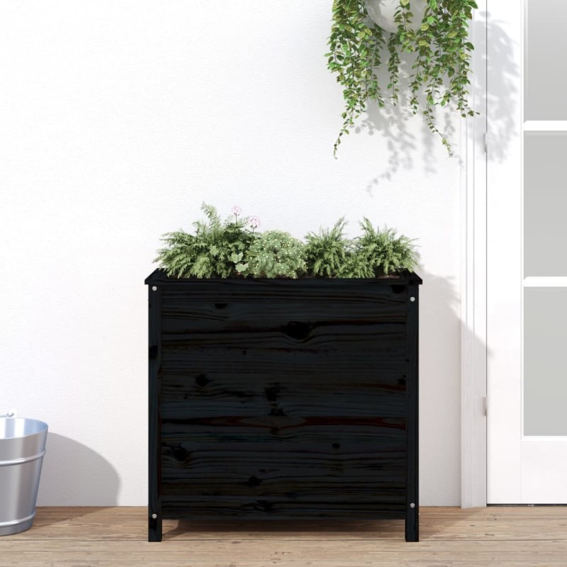 vidaXL Pflanzkübel Schwarz 82,5x40x78 cm Massivholz Kiefer vidaXL Pflanzkübel Schwarz 82,5x40x78 cm Massivholz Kiefer