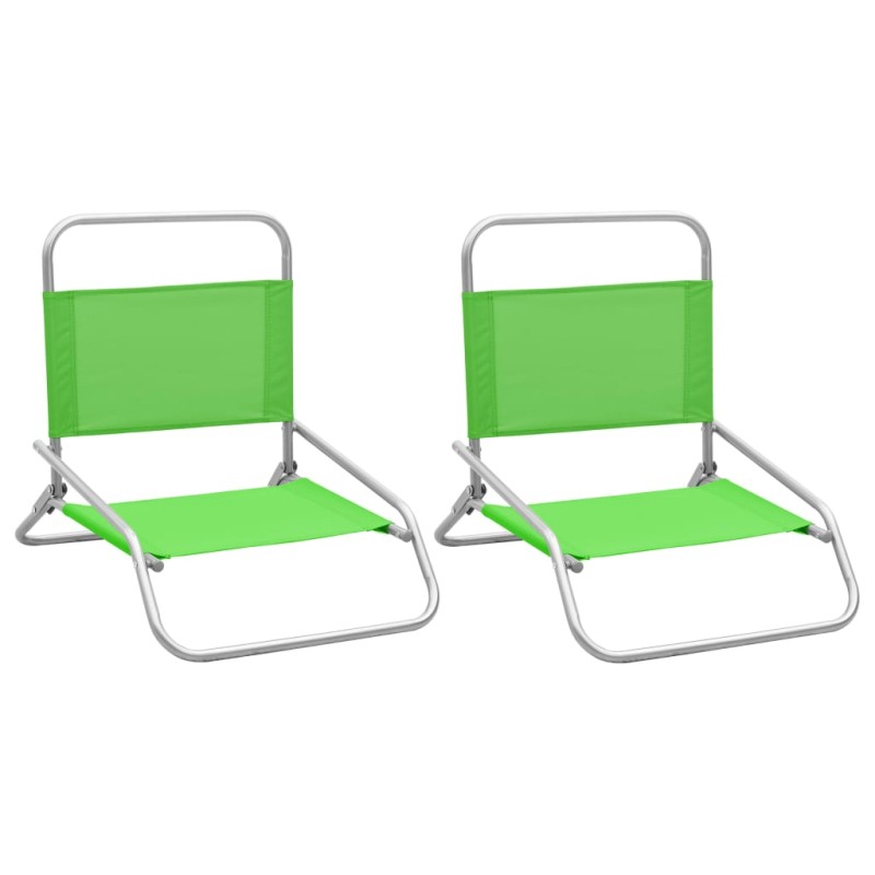 vidaXL Klappbare Strandstühle 2 Stk. Grün Stoff vidaXL Klappbare Strandstühle 2 Stk. Grün Stoff
