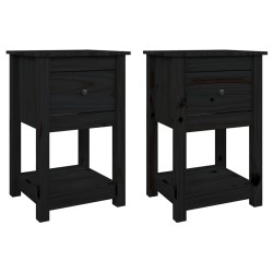 vidaXL Nachttische 2 Stk. Schwarz 40x35x61,5 cm Massivholz Kiefer