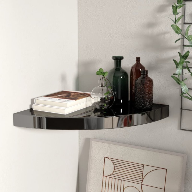 vidaXL Eck-Schweberegal Hochglanz-Schwarz 35x35x3,8 cm MDF vidaXL Eck-Schweberegal Hochglanz-Schwarz 35x35x3,8 cm MDF