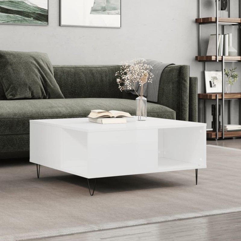 vidaXL Couchtisch Hochglanz-Weiß 80x80x36,5 cm Holzwerkstoff vidaXL Couchtisch Hochglanz-Weiß 80x80x36,5 cm Holzwerkstoff