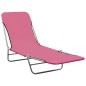vidaXL Klappbare Sonnenliegen 2 Stk. Stahl und Stoff Rosa vidaXL Klappbare Sonnenliegen 2 Stk. Stahl und Stoff Rosa