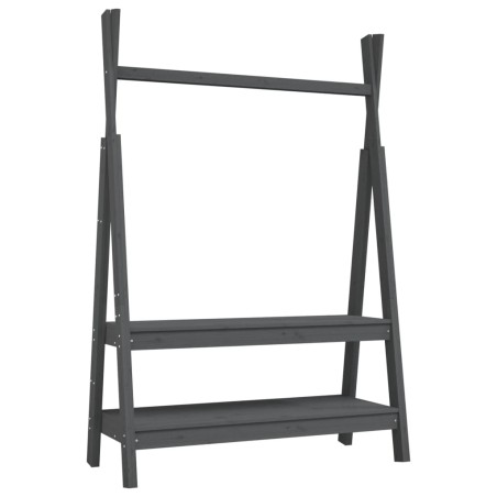 vidaXL Kleiderständer Grau 100x45,5x150 cm Massivholz Kiefer