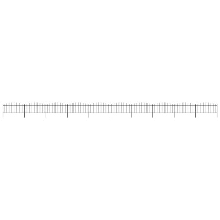 Gartenzaun mit Speerspitzen Stahl (0,5 - 0,75) x 17 m Schwarz
