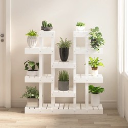 vidaXL Pflanzenständer Weiß 104,5x25x109,5 cm Massivholz Kiefer