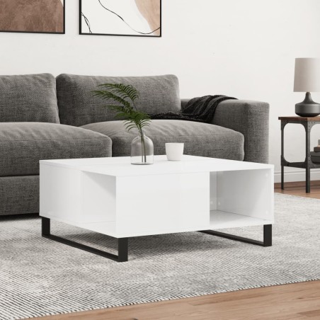 vidaXL Couchtisch Hochglanz-Weiß 80x80x36,5 cm Holzwerkstoff