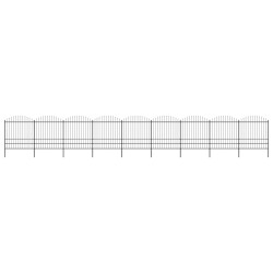 vidaXL Gartenzaun mit Speerspitzen Stahl (1,75 - 2) x 15,3 m Schwarz
