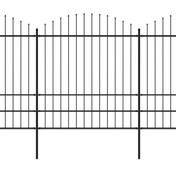 vidaXL Gartenzaun mit Speerspitzen Stahl (1,75 - 2) x 15,3 m Schwarz