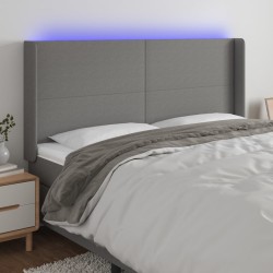 vidaXL LED Kopfteil Dunkelgrau 183x16x118/128 cm Stoff