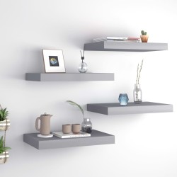 vidaXL Schwebende Wandregale 4 Stk. Grau 40x23x3,8cm MDF 