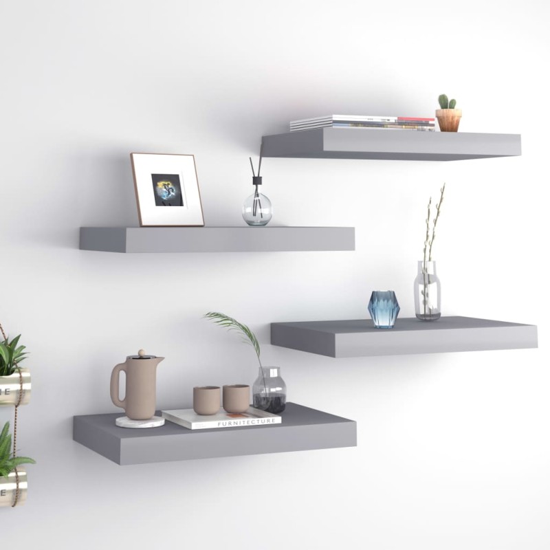 vidaXL Schwebende Wandregale 4 Stk. Grau 40x23x3,8cm MDF vidaXL Schwebende Wandregale 4 Stk. Grau 40x23x3,8cm MDF