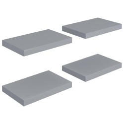 vidaXL Schwebende Wandregale 4 Stk. Grau 40x23x3,8cm MDF 