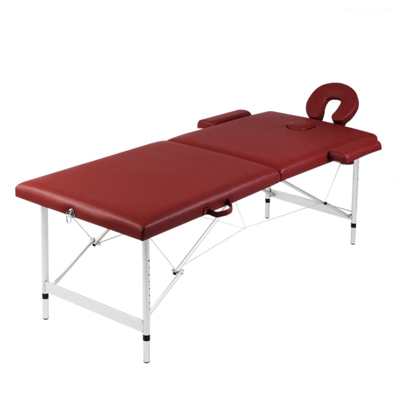 vidaXL Massagetisch mit Aluminiumrahmen Klappbar 2 Zonen Rot vidaXL Massagetisch mit Aluminiumrahmen Klappbar 2 Zonen Rot