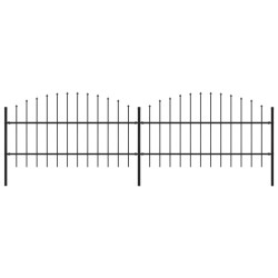 Gartenzaun mit Speerspitzen Stahl (0,75 - 1) x 3,4 m Schwarz