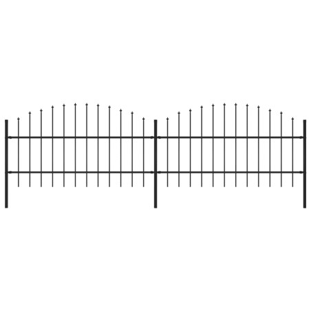 Gartenzaun mit Speerspitzen Stahl (0,75 - 1) x 3,4 m Schwarz