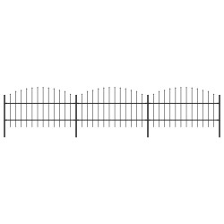 Gartenzaun mit Speerspitzen Stahl (0,75 - 1) x 5,1 m Schwarz