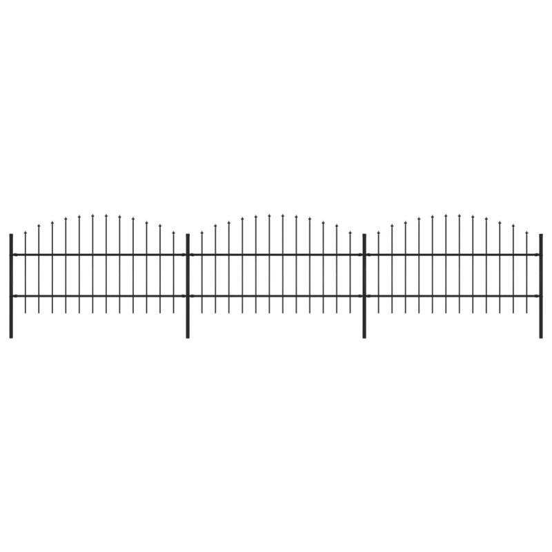 Gartenzaun mit Speerspitzen Stahl (0,75 - 1) x 5,1 m Schwarz Gartenzaun mit Speerspitzen Stahl (0,75 - 1) x 5,1 m Schwarz
