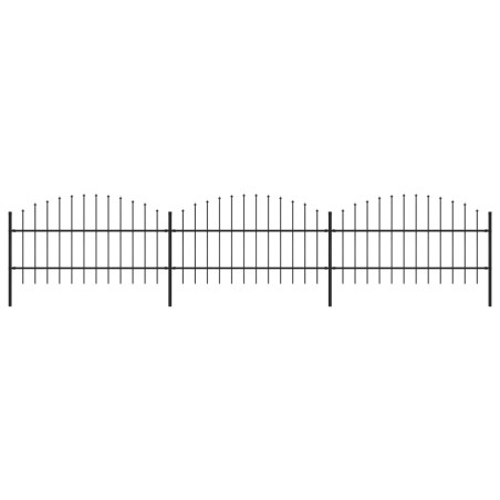 Gartenzaun mit Speerspitzen Stahl (0,75 - 1) x 5,1 m Schwarz