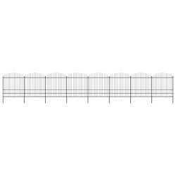 Gartenzaun mit Speerspitzen Stahl (1,75 - 2) x 13,6 m Schwarz