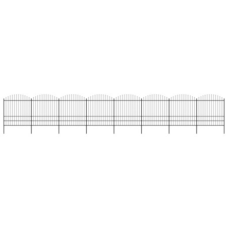 Gartenzaun mit Speerspitzen Stahl (1,75 - 2) x 13,6 m Schwarz